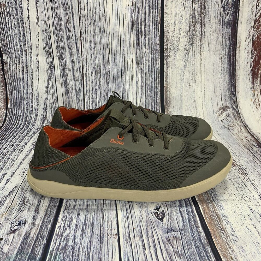 Olukai Moku Pae Gray Salt Koi Boat Shoes Men’s Size 13